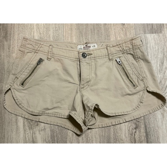 Hollister Pants - Hollister California‎ Women Beige Khaki Cargo Zip Pocket hot Shorts Size 25